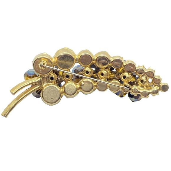 Juliana Leaf Brooch D&E DeLizza and Elster Topaz Brown, aurora borealis cha cha - Picture 2 of 16